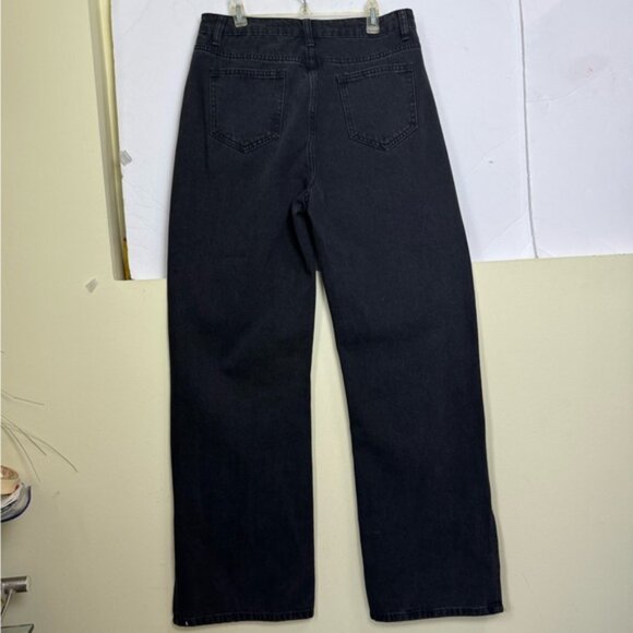 Cider NEW Denim Patchy Jeans Wide Leg Slits Stripe Flare Zip Cotton Colorblock M - Picture 4 of 15